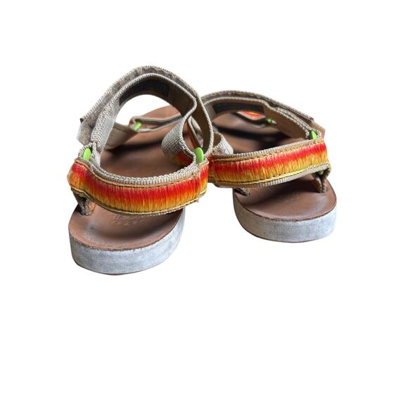 Teva Original Universal Sandals Womens 8 Orange Ombre Thread Leather Hook Loop - Picture 4 of 8